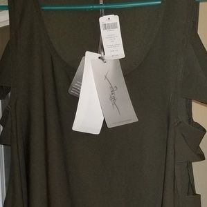 x by gottex cold shoulder top ltt ss top olive xs